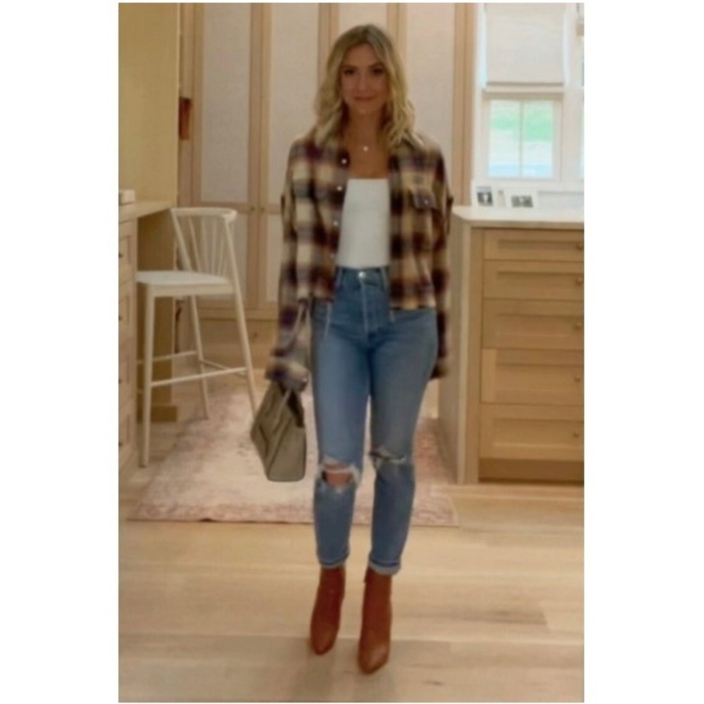 RE/DONE 90s High Rise Ankle Crop Jeans in Dusk Destroy Kristin Cavallari Size 24